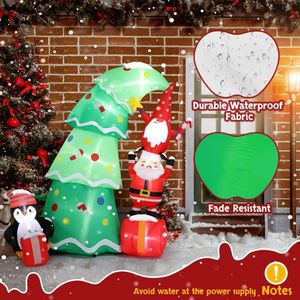 Decorazione Natalizia Gonfiabile in PVC da 6 Piedi con Luci, Divertente Albero di Natale Gonfiabile da Giardino con Elfo e Babbo Natale - Product Image 6