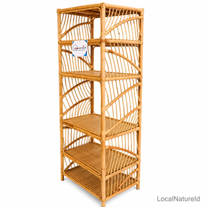 Estantería de Ratán Natural de 4 Niveles, Mueble de Almacenamiento Independiente, Vitrina Tejida para Sala de Estar, Dormitorio u Oficina - Product Image 4
