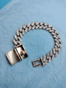 Bracelet cubain en moissanite, bicolore or et argent, chaîne pavée, bijoux de luxe pour hommes et femmes, cadeau tendance hip-hop - Product Image 5