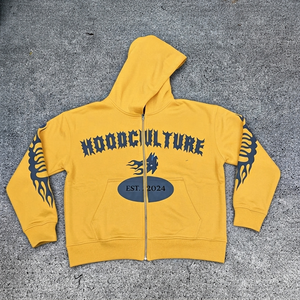 Nouveau sweat à capuche zippé décontracté pour homme en molleton 100 % coton, coupe oversize, avec logo imprimé et design de manches, idéal pour l'automne - Product Image 5