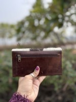Dompet Kulit Sapi Gaya Barat, Tas Selempang, Tempat Ponsel, Dompet Kulit Berbulu Cokelat, Dompet Kulit Bergaya, Hadiah untuk Wanita
