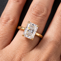 Bague de fiançailles de luxe en diamant de laboratoire taille radiant, certifiée IGI, or jaune 14 carats, solitaire, bijoux fins pour femme
