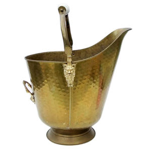 Seau à charbon en métal de haute qualité avec finition dorée martelée et poignée solide, idéal pour la maison, l'extérieur et le jardin - Product Image 1