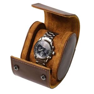 Étui de montre en cuir vintage fait main, pochette de voyage portable pour montre - Boîte de rangement protectrice pour collectionneur de montres à fente unique - Product Image 1
