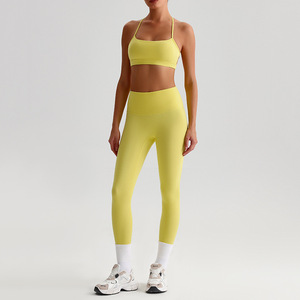 Custom Free Logo Solid Seamless Breathable Four-Way Stretch <b>Workout</b> Sport Wear Sets Long Sleeve <b>Jacket</b> Bra Flared Pants Yoga - Product Image 4