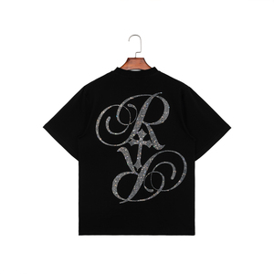T-shirt graphique en strass, coupe oversize, coton épais, style Y2K streetwear hip-hop, délavé, unisexe, impression par transfert thermique - Product Image 2
