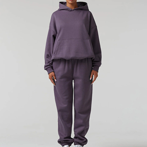 Ensemble de jogging deux pièces pour femme, 100 % coton, couleur unie, coupe oversize, idéal pour l'hiver et les loisirs – Produit fiable - Product Image 1