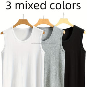 Modelo TFK002 de 3.20 dólares, paquete de 3 piezas, camiseta sin mangas de algodón tejido de secado rápido, estilo casual, para gimnasio, para hombre, color blanco, en stock. - Product Image 6