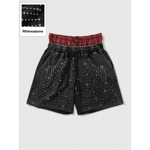Shorts Bermuda Taille Mi-Haute Double en Coton 100% French Terry Brodé Effet Vieilli de Haute Qualité, Respirant et Écologique - Product Image 2