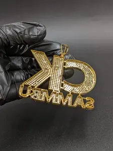 Pendentif personnalisé pour homme en moissanite véritable de 3 carats, coupe ronde, plaqué or jaune 14 carats - Product Image 4