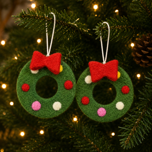Handmade Felt Christmas <b>Wreath</b> Ornament Holiday Tree Hanging Decoration - Product Image 1