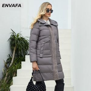 Veste d'hiver pour femme, longue, épaisse, mi-longue, décontractée, à col en fourrure, de haute qualité, vente en gros - Product Image 3