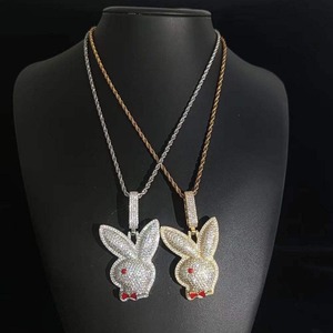 Charm Moissanite Jewelry Hiphop 925 <b>Silver</b> Iced Out Play Rabbit <b>Necklace</b> <b>Pendant</b> for <b>Men</b> and Women - Product Image 3