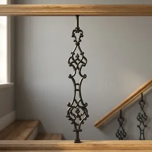 Balustre d'escalier victorien en fonte noire, orné, en métal, pour rampe d'escalier intérieure de villa - Product Image 2
