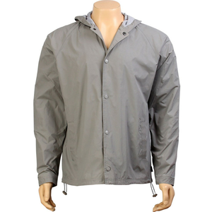 Chaqueta Cortavientos con Capucha Gris Personalizada OEM para Hombre |   Chaqueta Casual Ligera con Ajuste Regulable y Tejido Impermeable - Product Image 1