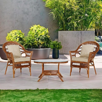Ensemble de terrasse Kingdom en rotin moderne, canapé 2 places et fauteuil, mobilier d'extérieur pour hôtel et jardin, confortable, durable, fait main