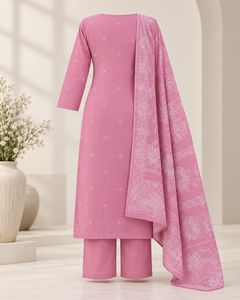 Premium <b>Women</b> Three Piece Ethnic Suit Pink Embroidered <b>Kurta</b> Trouser Dupatta Festive Party Wear Manufacturer Exporter - Product Image 3