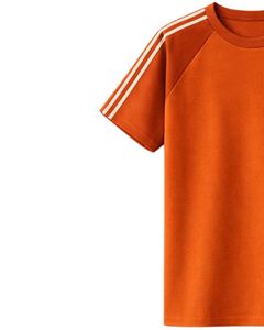 T-shirt à manches raglan orange et blanc pour homme, décontracté, été, col rond, épaules rayées, respirant, mélange de coton, doux et confortable à porter - Product Image 3