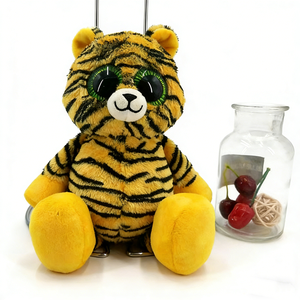 Muñeco de peluche personalizado de gato salvaje con rayas amarillas para niños, lindo cachorro de tigre gordo con ojos brillantes de dibujos animados. - Product Image 4