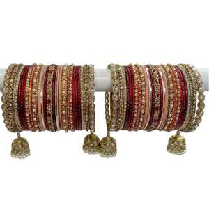 Wholesale Indian Style Trendy Geometric Pearl Churiyan <b>Bangle</b> Set Wedding Handmade <b>Copper</b> Alloy Bridal Fashion <b>Bangles</b> Set's - Product Image 1