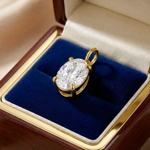 Pendentif solitaire en diamant de laboratoire, or massif 10K 14K 18K plaqué rhodium, sertissage griffe, VS1, 1-2 carats, taille ovale, luxe, IGI, pour femme - Product Image 5