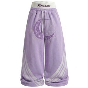 Custom Women's Fashion <b>Crop</b> Tee And Loose <b>Jogger</b> Pants Set Streetwear Graphic Print Streetwear Two Piece Tracksuit - Product Image 3