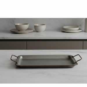Bandeja de servir metálica con asas, estilo rústico antiguo, bandeja de servir para mesa de café con asas, bandejas decorativas para decoración del hogar - Product Image 2