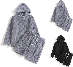 Sudadera con Capucha de Forro Polar para Hombre, Sudadera Sherpa Extra Grande, Sudadera Vintage, Conjunto de Pijama con Pantalones Cortos de Pana - Product Image 1