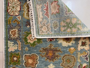 Tapis en laine vintage classique Oushak, tufté à la main, à poils ras, avec envers en latex, taille personnalisée, couleur unie pastel douce, antidérapant pour sol domestique - Product Image 4