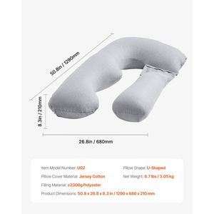 Cuscino per Gravidanza a Forma di U, Supporto Completo per il Corpo per Donne in Gravidanza, Morbido e Traspirante con Fodera Rimovibile, Design Salvaspazio - Product Image 3