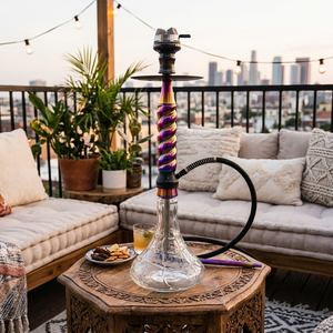 Premium Hookah Shisha Multicolor Spiral Stem Clear <b>Glass</b> Base Luxury Nargile Home Lounge Decor Elegant by Falah International - Product Image 3