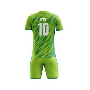 Conjunto de Uniforme de Fútbol para Hombre, Color Verde, Manga Corta, Cuello en V, Poliéster que Absorbe la Humedad, Corte Atlético, Nombre del Equipo Impreso - Product Image 3