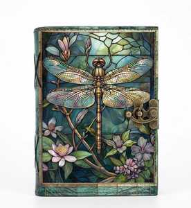 Journal relié en spirale en cuir papillon, couverture rigide, floral, vintage, fait main - Product Image 1