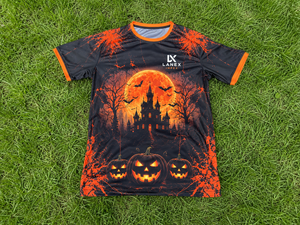 T-shirt d'Halloween pour hommes, imprimé personnalisé, motif citrouille 3D, château hanté, chauve-souris, noir et orange, manches courtes, streetwear décontracté, sport - Product Image 6