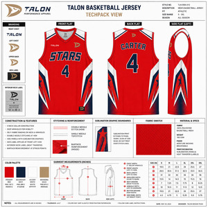 TALON Stars Basketball Jersey V-Neck Tank Top <b>Red</b> Sublimated Moisture Wicking Adult Men's Athletic Apparel - Product Image 6