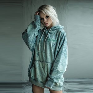 Stone Wash Crop Hoodie Women Winter Streetwear <b>Drop</b> Shoulder Washed Hoodies Ladies French Trey Cotton Fleece Crop Hooded Tops - Product Image 4