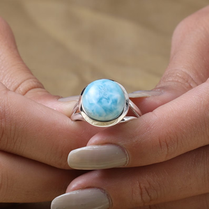 แหวนลาริมาร์ธรรมชาติ หินสีน้ำเงิน เครื่องประดับเงิน ขายส่งจำนวนมากจากผู้ผลิต - Product Image 3