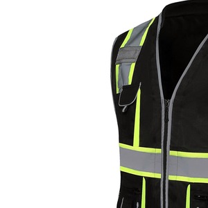 Reflective Safety Vest Black Mesh ANSI Class 1 High Visibility <b>Waterproof</b> Customized Logo <b>Work</b> Wear for Construction Outdoor Use - Product Image 5