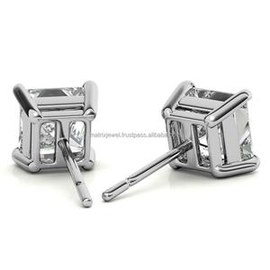 Pendiente de piedra única de 2 CT con corte de princesa en plata 925, pendiente de hip hop, joyería de diamantes de moissanita VVS para regalo de Navidad - Product Image 3