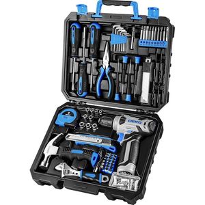 Set Trapano Cordless 8V Blu, Kit di Attrezzi da 126 Pezzi per Casa, Uomini e Donne, Set di Utensili Manuali per Progetti Fai-da-Te - Product Image 1