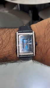 Montre-bracelet de luxe pour homme en acier inoxydable, cadran rectangulaire bleu, bracelet en cuir, quartz écologique - Product Image 5