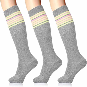 Custom Eco-Friendly Youth Football Compression Crew <b>Socks</b> with Anti-Bacterial Breathable Bottom Logo for Sports Team OEM Factory - Product Image 1