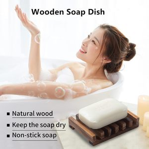 Modern Natural Wooden <b>Soap</b> <b>Dish</b> Saver Tray Self Draining Bar <b>Soap</b> Holder Box for Hotel Bathroom Kitchen Sink Accessories Bulk - Product Image 5