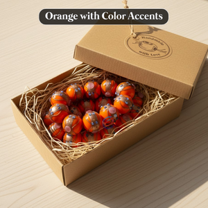 Cuentas de Vidrio Lampwork Naranja de 16 mm |   Cuentas de Diseño Hechas a Mano |   Cadena de 8 Pulgadas para Hacer Joyas, Manualidades y Decoración |   EXPORTACIONES EXCEL - Product Image 5