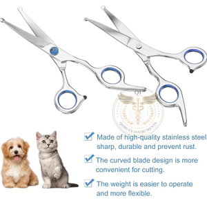 7.5\" Curved Professional Pet Grooming Shears Lightweight Stainless Steel Dog Cat <b>Scissors</b> - Product Image 3