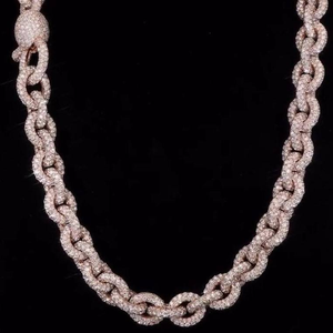 Cadena de eslabones cubanos de moissanita de lujo, collar de plata de ley con incrustaciones, joyería llamativa de hip hop para hombre - Product Image 1