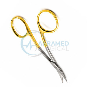 TC LaGrange Curved Scissors 11cm Gold Handle Micro Surgical Tissue Gum Dental Surgical <b>Shears</b> <b>Tool</b> - Product Image 2