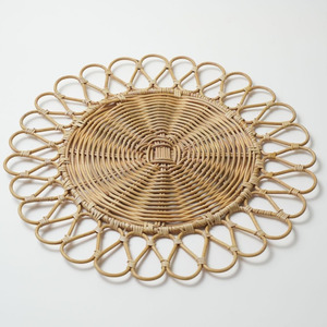 Best Seller Blue Rattan Charger <b>Plates</b> Boho Rattan Placemat OEM Hot Sale Placemat Wicker Charger <b>Plate</b> From Vietnam - Product Image 4