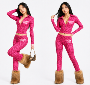 Combinaison de yoga sexy et de club pour femme avec logo personnalisé, manches longues, fermeture éclair, haute élasticité, spandex/polyester, séchage rapide, respirante pour la salle de sport - Product Image 3