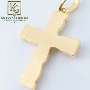 Collar con Colgante de Cruz Chapado en Oro con Incrustaciones de Moissanita, Cadena Cubana, Joyería Hip Hop Personalizable para Hombres y Mujeres - Product Image 3